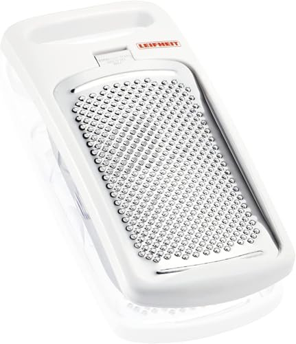 Leifheit Muskatreibe ComfortLine-Serie mit extra gehärteten Edelstahlklingen, rostfrei, spülmaschinenfest, auch für Parmesan geeignet, Muskatnuss Reibe mit Auffangbehälter, Ingwerreibe, Raspel, Hobel