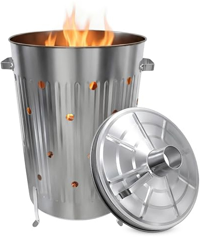 Spetebo Verbrennungstonne 75l verzinkt - Feuertonne Feuerschale Verbrenner Terrassenofen