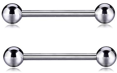 hengkaixuan 1Paar Nippelringe Titan Nippelschmuck Gold Silber Nippel Barbells Cubved Barbell Bars 12G 14G 16G Augenbrauenschmuck Augenbrauenringe Nippel Piercing für Frauen