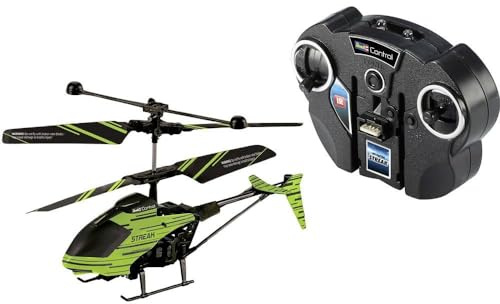 Revell 23829 RC Helikopter mit Fernbedienung Streak, Gyro, 2-Kanal IR-Fernsteuerung, Indoor-Flugmodell, mit Glow-in-the-Dark Effekt Hubschrauber Ferngesteuerter Heli, Grün, 15 cm