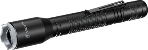 VARTA Taschenlampe LED inkl. 2x AA Batterien, Aluminium Light F20 Pro Leuchte, Lampe mit drei Leuchtmodi, Taschenleuchte mit Aluminiumgehäuse, texturiertem Griff, stoßfest