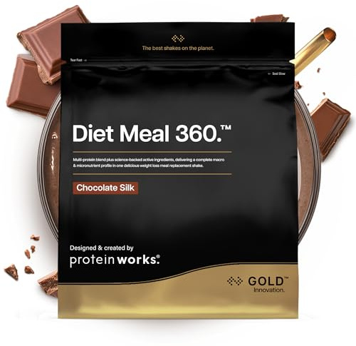 Protein Works | Diet Meal 360 - GOLD Innovation, Trinkmahlzeit, Abnehmshake, Vollwertige Ernährung, 24 Vitamine & Mineralstoffe, Leinsamen, Omega 3, Inulin, Chocolate Silk, 7 Mahlzeiten, 500g