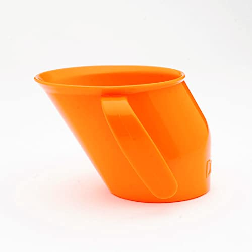Doidy Cup - Offener Trinklernbecher für Babys & Kleinkinder - einzigartige schräge Form - mit Henkelgriffen - Becher für Milch, Wasser & Saft zum Zufüttern/ beim Abstillen - Für Babys ab 3 Monaten (Orange)