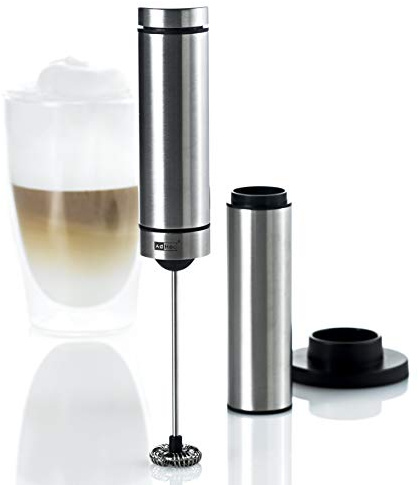 AdHoc Rapido Milchaufschäumer elektrisch, Milch- & Saucenschäumer | Mit High-Performance-Motor (10.000 U/min), abnehmbarem Edelstahlquirl, Ständer, Schutzhülle & Batterien