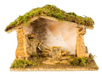 Holyhome Leere Krippenhütte 30 x 15 x 19 cm (11,81 x 5,90 x 7,48 Zoll), Struktur hergestellt und handbemalt, Made in Italy