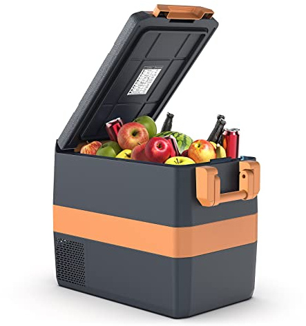 UKKISO Kühlbox Mini Kühlschrank für Auto Tragbare Elektrische Camping-Gefrierbox 40L Elektrischer Kompressor-Kühler 12V 12/24 V DC und 100–240 V AC für Auto, Lkw, Boot, RV mit USB