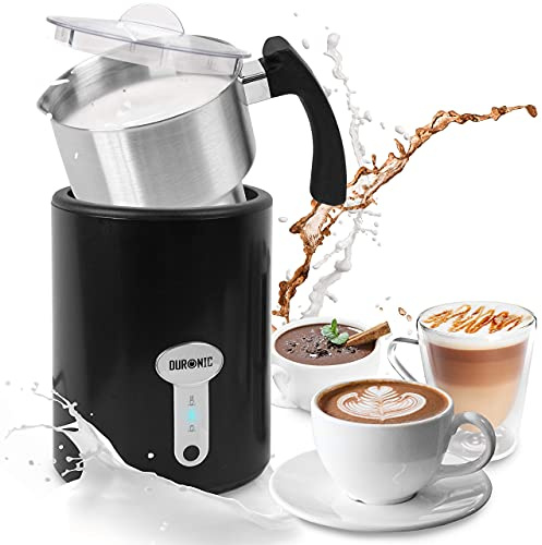 Duronic MF500 BK elektrischer Milchaufschäumer, Milchaufschäumer Induktion | Mit 500ml Behälter, automatischer Milchschäumer, heißer und kalter Milchschaum für Kaffee, Latte, Cappuccino und Kakao