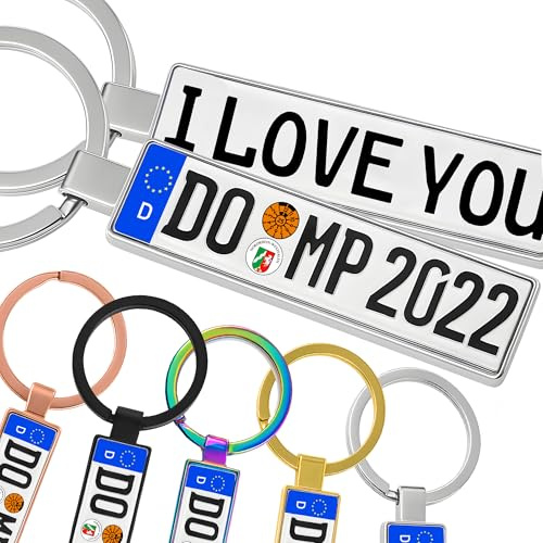 MyPrezzie Personalisierter Kennzeichen-Schlüsselanhänger Mini Nummernschild beidseitig individuell bedruckt Personalisierte Partner Geschenke Minischild Auto Kfz Führerschein Valentinstag