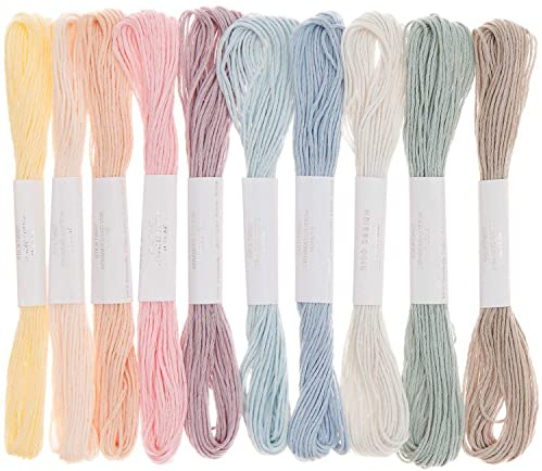 Rico Design Stickgarnset 10 Stk 6-fädig Stickgarn 8.0 m Lauflänge Ganzjährig geeignet Ideal für Handarbeiten und kreative Projekte Pastell