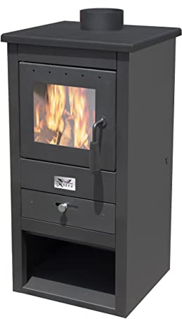 Holz- und Kohleofen Athena aus lackiertem Stahl 10 kW Kamin mit Glaskeramik h 86 cm Produktion Made in Italy 2 Jahre Garantie Heizung Haus