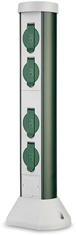 REV Außensteckdose GreenCraft - 4-Fach Garten Steckdosensäule, 52cm Höhe, Outdoor Steckdose IP44 spritzwassergeschützt, grün
