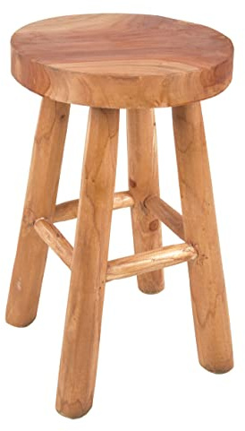Spetebo Teak Hocker JOLO handgefertigt 29 cm geölt Natur | Massiver Holzhocker, Handarbeit, Blumen Ständer, Massivholz