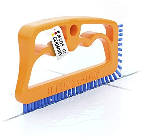 FUGINATOR® Fugenbürste – Fugenreinigung in Bad, WC, Küche - Reinigung von Wand- und Bodenfliesen - handliche Bürste für Fugen und Fliesen – Spaltreinigungsbürste für Enge Zwischenräume (orange/blau)