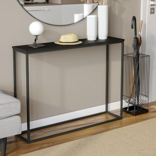 URBNLIVING Flurkonsole aus Holz mit Metallbeinen (Schwarz)