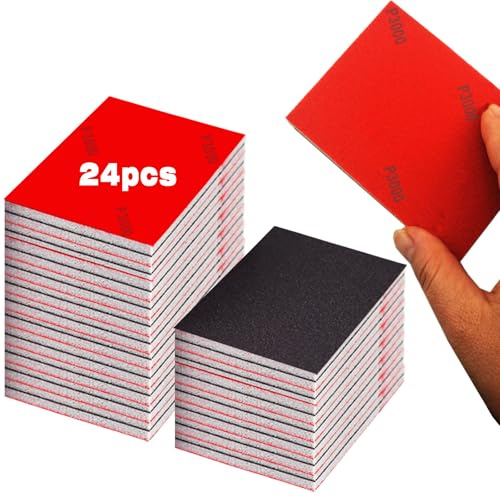 YFLeomry Schleifschwamm Set 24 Stück Schleifschwämme Körnung P180-P4000 Schleifblock Nassschleifschwamm Schleifpad Nass Trocken Schleifpapier für Holz Metall Farbe Möbel Polieren Modellbau