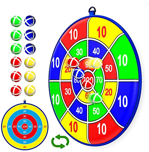 Lbsel 25.5 Dartscheibe Kinder Game Mit 12 klebrigen Bällen, Jungen Mädchen Indoor/Sport Outdoor Fun Party Game Spielzeug,wurfspiel,Geburtstagsgeschenke für 3 Jahre und älter(65cm), Baumwoll-Polyester