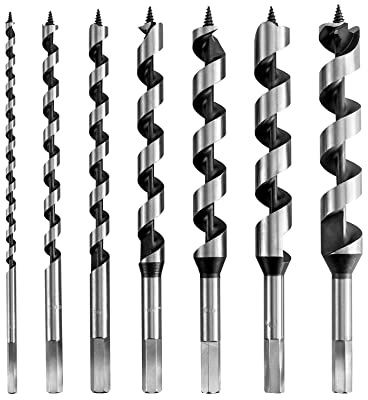 QWORK® 7-teiliges Holzspiralbohrer Satz, Sechskantschaft Holzbohrer Länge 230mm Durchmesser 6/10/12/16/20/22/25mm