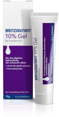 BENZAKNEN 10% Gel, 15g, Mittel gegen Pickel und Mitesser bei schwerer Akne, Befreit Poren und reduziert Talg & Entzündungen, Mit BPO (Benzoylperoxid), Dermatologisch getestet