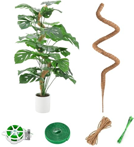 125cm Flexibler Moosstab, Monstera Rankhilfe Kokosfaser Rankstab mit Zubehör, Pflanzenstütze für Kletterpflanzen Zimmerpflanzen Innenbereich Braun