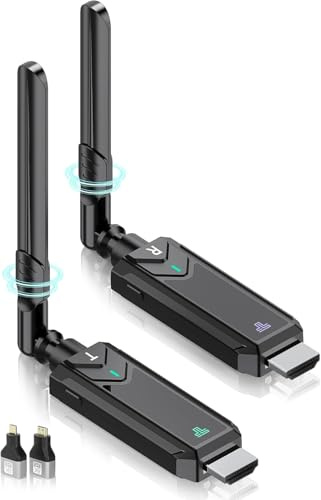 Tongtion Kabelloser HDMI Sender und Empfänger 400M/1312FT, Wireless HDMI Funkübertragung, 1080P, 1 Sender zu 4 Empfänger, für Laptop, Kamera, TV Box, HDTV, Monitor, Projektor