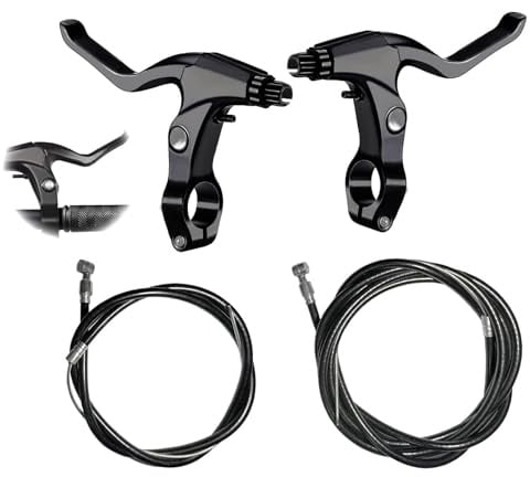 Tkxjry 1 Paar 4 Stücke Fahrradbremsgriff, 2 Bremshebel aus Aluminiumlegierung, 2 Vordere und hintere Bremskabel, Fahrradbremshebel, Für Mountainbikes, Rennräder und Rennwagen, Unisex, Schwarzes