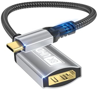 Nersligek USB C auf DisplayPort Adapter, 8K Typ-C Stecker auf DisplayPort 1.4 Buchse, 8K@60Hz, 4K@144Hz, 4K@120Hz Dynamic HDR Thunderbolt 4/3 auf Display Port für iPhone 16/15Serie, MacBookPro, Galaxy