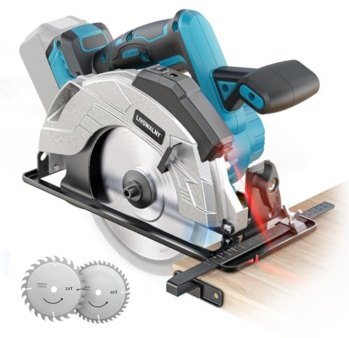 LIVOWALNY Handkreissäge Kompatibel Mit Makita Akku 18v, 66mm Akku-Kreissäge mit Ø165 x Ø20 mm Sägeblatt, werkzeuglose Einstellung bei Schnitttiefe + Neigungswinkel (ohne Akku)