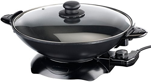 Rosenstein & Söhne Elektro Wok: Elektrischer Wok mit Thermostat, antihaftbeschichtet, 1.500 W, 5,1 l (Kochtopf, Pfanne elektrisch, Topf)
