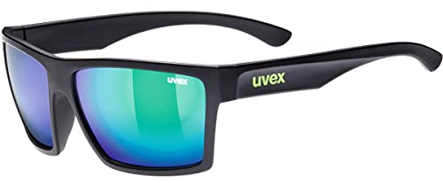 uvex LGL 29 - Sonnenbrille für Damen und Herren - starker Schutz vor Sonnenstrahlung - inkl Schriftzug auf den Bügeln - black matt/green - one size