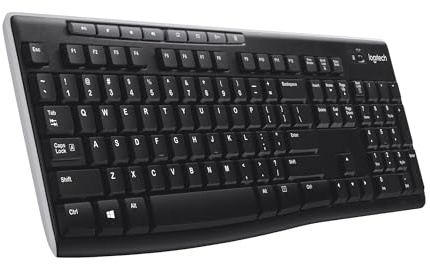 Logitech K270 Kabellose Tastatur für Windows, 2,4 GHz kabellos, Standardgröße, Nummernblock, 8 Sondertasten, 2 Jahre Batterielaufzeit, Kompatibel mit PC, Laptop, Deutsches QWERTZ-Layout - Schwarz