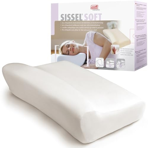 SISSEL Nackenkissen Soft L | Orthopädisches Nackenstützkissen | Höhenverstellbar & extra breit | Waschbarer Veloursbezug | 47 x 33 x 14 cm | Für Nackenschmerzen
