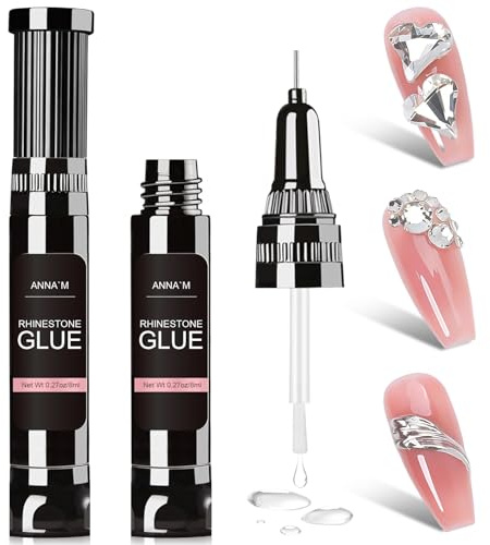 Rhinestone Glue Gel,Starker nagel kleber Für Kunstnägel,Nail Art Strass Kleber,Professioneller Rhinestone nail glue gel für Nagelspitzen Edelsteine und Kristallsteine,nail charms(2×8ml)