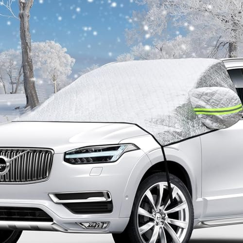 Esteopt Windschutzscheibe Abdeckung für EIS und Schnee Auto Windschutzscheibe Schnee Abdeckung 4-Schicht-Schutz für Schnee, EIS, UV, Frost Wischer & Spiegel Schutz Universal