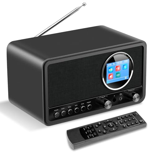 Wholede DAB+/FM Radio mit Bluetooth, Digital Radio Küchenradio DAB Plus Radio mit Fernbedienung Küchenradio Radiowecker mit Sleeptimer Alarm Snooze - USB/Aux-In, Schwarz