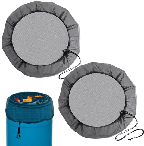2 Stück Regentonnen Netz,Regentonnennetz,95cm Regentonne Abdeckung mit Zugkordel,Regentonnen Schutznetz,Verstellbares Netz für Regentonne Abdeckung,Wetterbeständiger Mücken,Laubschutz und Mückenlarven