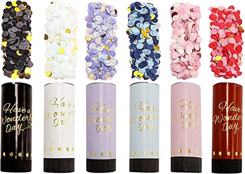 WDZGX Konfettikanonen Confetti Cannon Konfettikanone Biologisch Abbaubar | 6Stk Party-popper Konfetti-kanone Konfetti Kanone Popper Geburtstag Hochzeit Konfetti-shooter Bombe Set Bunt für Party