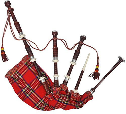 yorten Schottischer Dudelsack Highland Bagpipe Sackpfeife Steward Tartan Rot ideal für Einsteiger oder Solche die Dudelsack Lernen