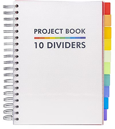 Pukka Pad B5 Projekt buch mit 10 wiederverwendbaren Trennblätter zur Organisation - 200 perforierte Blätter mit 80GSM liniert Papier - Notizbuch für Schule, Büro und Zuhause - Weiß, 190 x 250mm