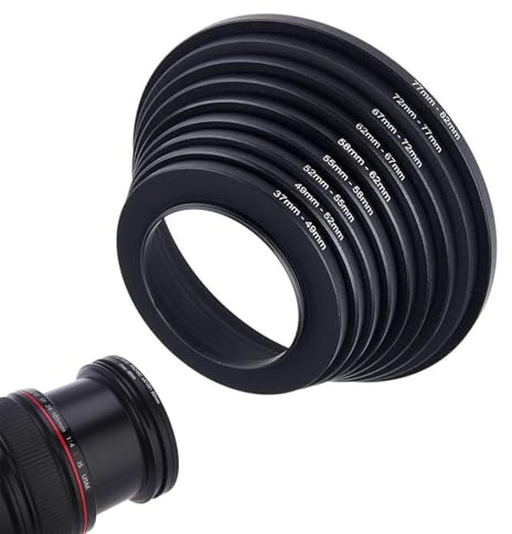 Filteradapter für Kameras Ringe Set,Metallische Kamera Objektiv Filter Ring,Fotofilteradapter,Objektivadapter aus Metall,Objektiv Adapter Filter Reduzierringe,Durchmesser von 37 mm Bis 82 mm Tokaneit