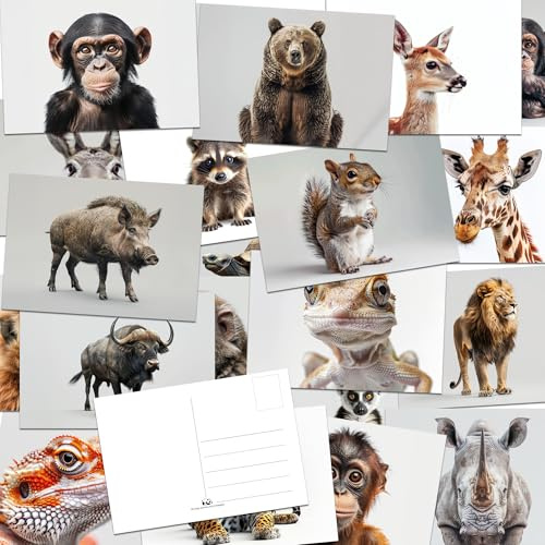 the lazy panda card company 64 Tierpostkarten - Postkarten von Tieren auf isolierten Hintergründen, lenkt die Aufmerksamkeit auf die Tiere