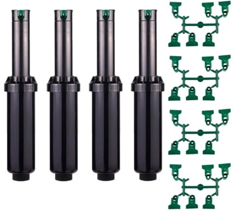 4 Stück Sprinkler Hunter SRM-04, Reichweite 4 bis 9 Meter, Turbinenregner Gewinde 1/2 Zoll weiblich, Schwarz