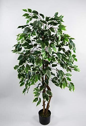 Ficus Excotica 120cm grün-Creme DA Kunstbaum Dekobaum Kunstpflanzen künstlicher Baum Birkenfeige