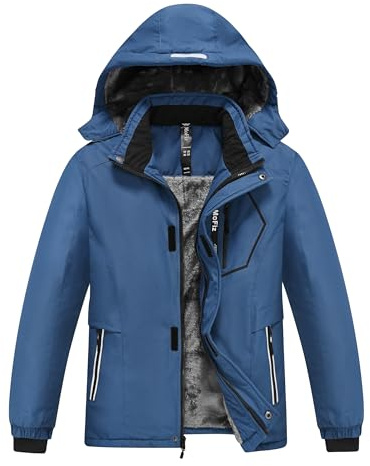MoFiz Winterjacke Jungen Skijacke Warm Innenfutter Kinder Outdoor Softshelljacken Schneejacke mit Abnehmbare Kapuze