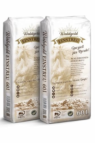 HORSEDREAM Waldgold Waldboden-Einstreu für Pferde 120 L (2 Säcke) – natürliche Premium-Pferdeeinstreu, staubarm, geruchsneutralisierend & kompostierbar