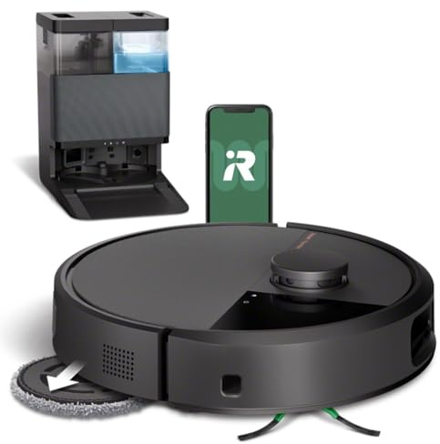 iRobot Roomba Plus 505 Combo Robot + AutoWash Dock Saugroboter mit Wischfunktion - Multifunktinales Dock - Clearview Pro LiDAR - 7000Pa - DualClean Wischpads mit PerfectEdge - SmartScrub - Schwarz