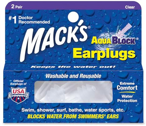 Macks Aqua Block Ohrstöpsel Transparent farblos 2 Pairs