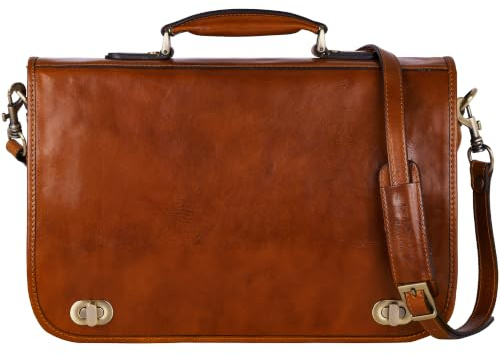 Herren Ledertasche Umhängetasche Leder Aktentasche15 Zoll Laptoptasche Arbeitstasche Bürotasche Lehrertasche Notebooktasche Businesstasche - Time Resistance