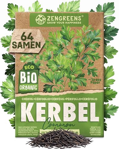 ZenGreens® - Bio Kerbel Samen - Kerbelsamen - Kräutersamen für den einfachen Anbau im Garten, Balkon oder Küche - Kräuter Saatgut ideal für Anfänger