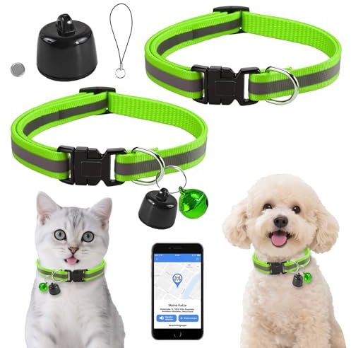 Katze GPS Tracker Hund Kompatibel mit iOS ＆ Android, Weltweite Standortverfolgung, Katzen Halsband GPS Trackers Ohne ABO, Mini Pet Tracker für Katzentracker Katzentracking Peilsenders