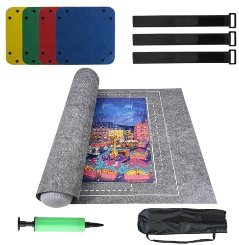 ErShiPing Puzzlematte bis zu 1500 Teile,für Jigsaws Zubehör(116 x 66cm) | Puzzle Matte mit Aufrollfunktion,Tragbare Puzzle Teppich Matte, Puzzleunterlage, Puzzleteppich Puzzlematten, Puzzlerolle
